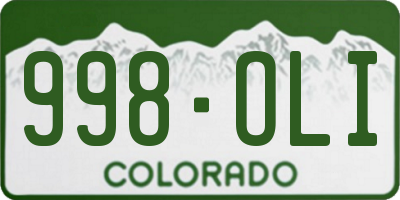 CO license plate 998OLI