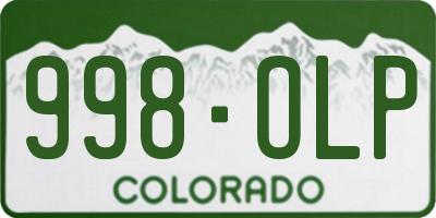 CO license plate 998OLP