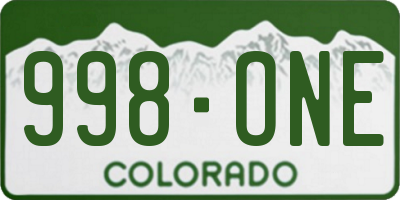 CO license plate 998ONE