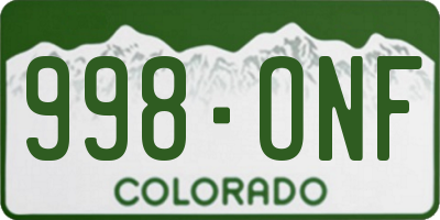 CO license plate 998ONF