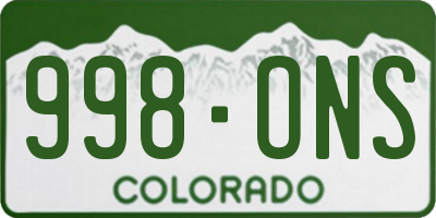 CO license plate 998ONS