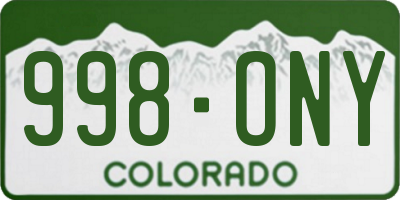 CO license plate 998ONY