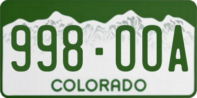 CO license plate 998OOA