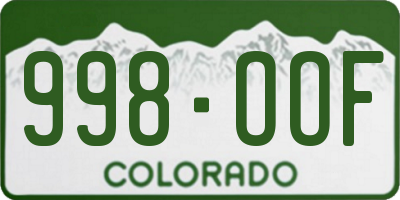 CO license plate 998OOF
