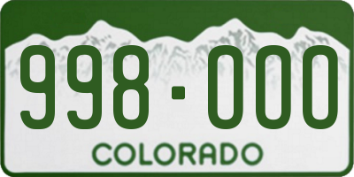 CO license plate 998OOO