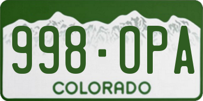 CO license plate 998OPA