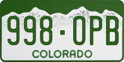 CO license plate 998OPB