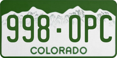 CO license plate 998OPC