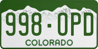CO license plate 998OPD