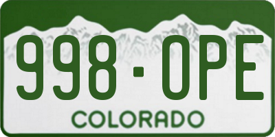 CO license plate 998OPE