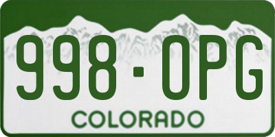 CO license plate 998OPG