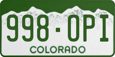 CO license plate 998OPI