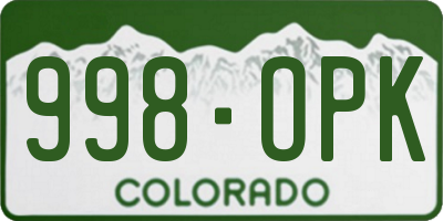 CO license plate 998OPK