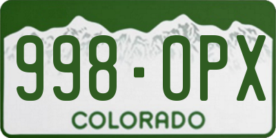 CO license plate 998OPX