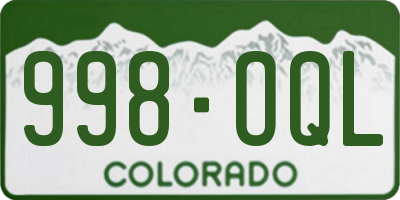 CO license plate 998OQL