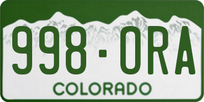 CO license plate 998ORA