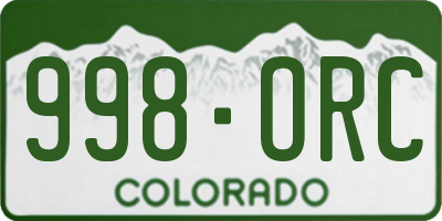 CO license plate 998ORC