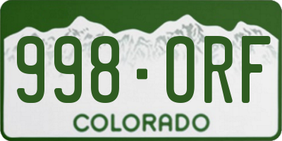 CO license plate 998ORF