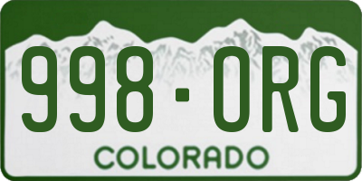 CO license plate 998ORG