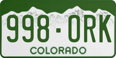 CO license plate 998ORK