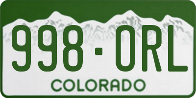 CO license plate 998ORL