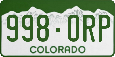 CO license plate 998ORP