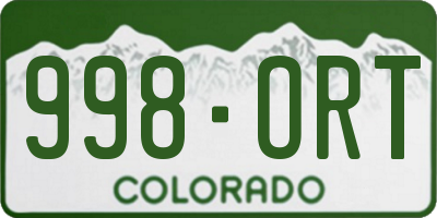 CO license plate 998ORT