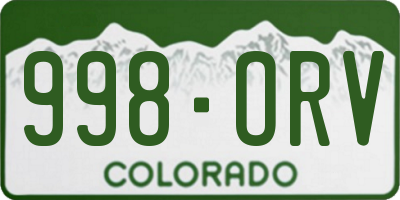 CO license plate 998ORV
