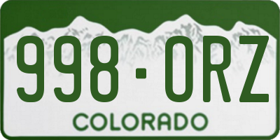 CO license plate 998ORZ