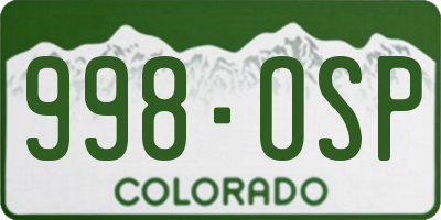CO license plate 998OSP