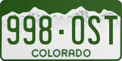 CO license plate 998OST