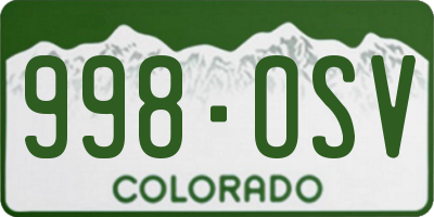 CO license plate 998OSV