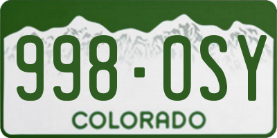 CO license plate 998OSY