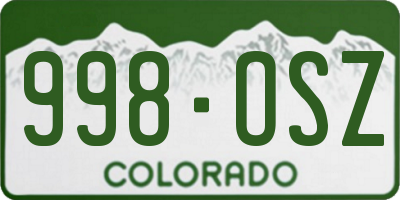 CO license plate 998OSZ