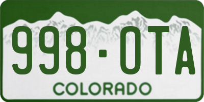 CO license plate 998OTA