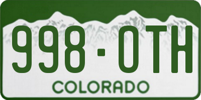 CO license plate 998OTH