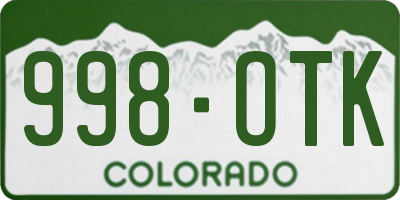 CO license plate 998OTK