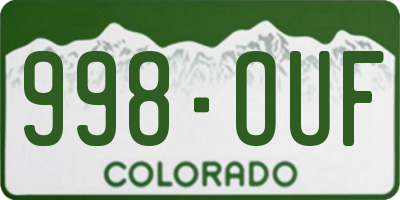 CO license plate 998OUF