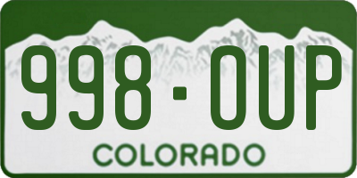 CO license plate 998OUP