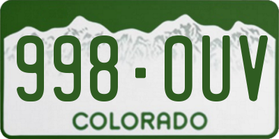 CO license plate 998OUV