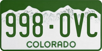 CO license plate 998OVC