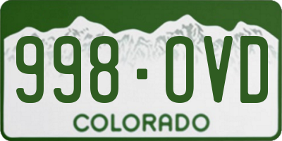 CO license plate 998OVD