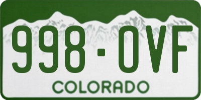 CO license plate 998OVF