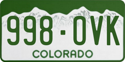 CO license plate 998OVK