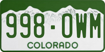 CO license plate 998OWM