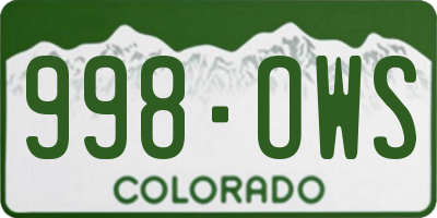 CO license plate 998OWS