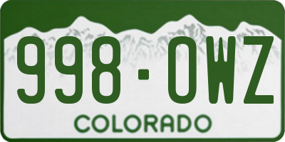 CO license plate 998OWZ