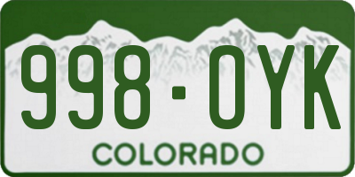 CO license plate 998OYK