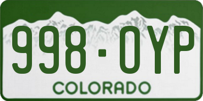 CO license plate 998OYP