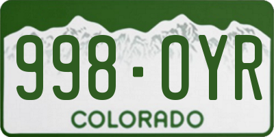 CO license plate 998OYR